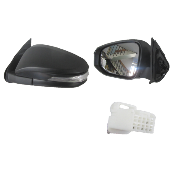 Toyota Hilux Left Front Door Mirror, Black Electric with IND without Auto Fold (5/2015 to 11/2025)